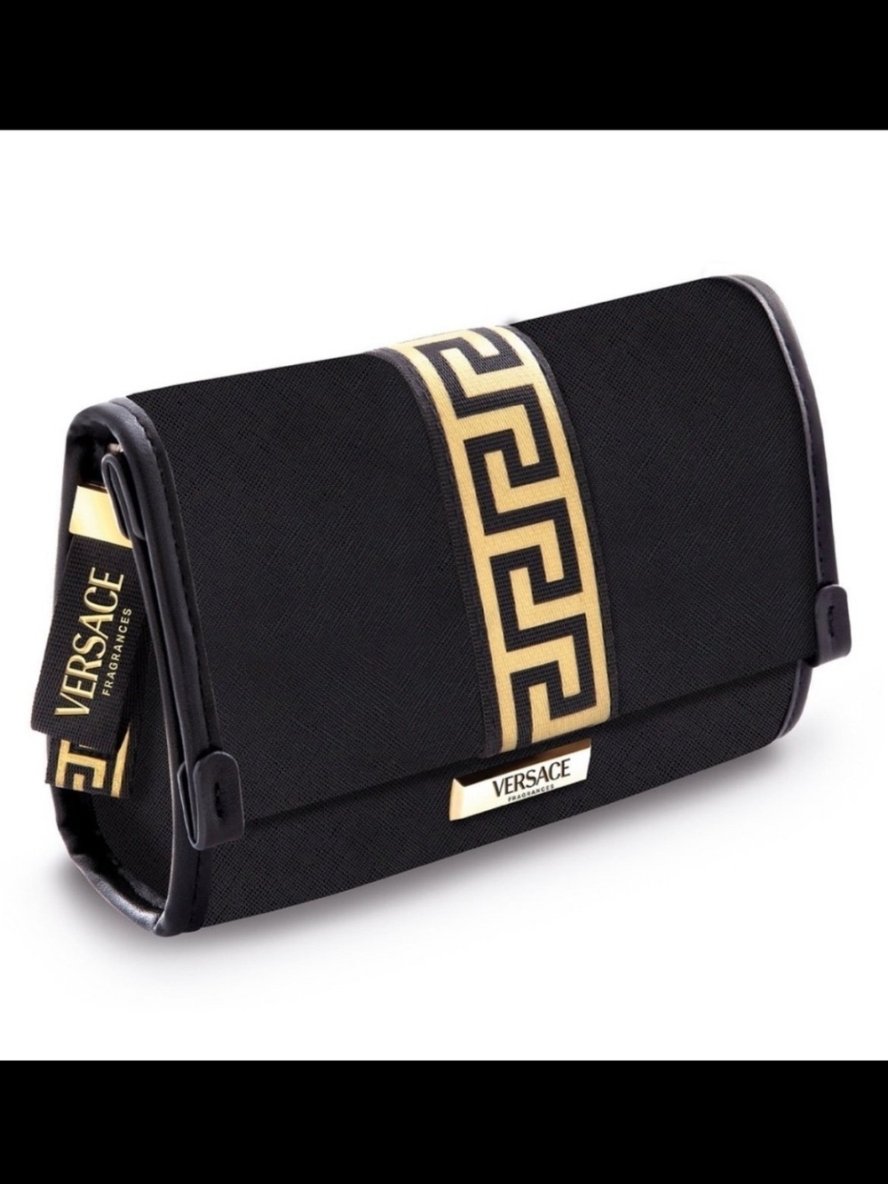 Versace Black and Gold Logo Clutch